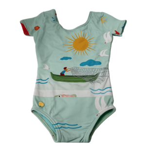 Maiô Estampado Fundo do Mar com Laço (12 meses)