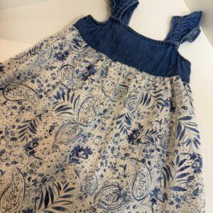 Vestido Floral Azul com Detalhe em Jeans (18 meses)