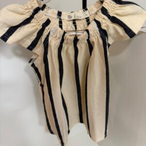 Vestido Listrado Bege e Preto (18 meses)