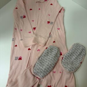 Pijama Macacão Corações Rosa (12 meses)