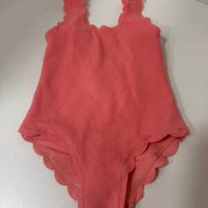 Maiô Infantil Rosa Texturizado com Borda Ondulada (1-2 anos)