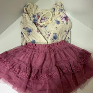 Conjunto Floral com Saia Tule Rosé