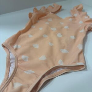 Maiô infantil pêssego com estampa de conchas (1 - 2 anos)