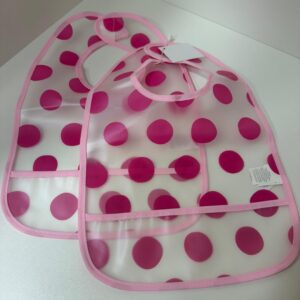 Babador Impermeável Poá Rosa - kit com 2