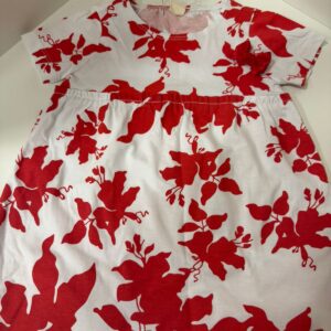 Vestido Branco com Estampa Floral Vermelha (12 meses)