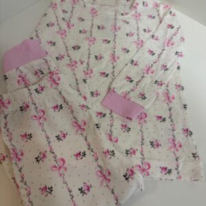 Pijama Infantil Floral com Laços Rosa (2 anos)