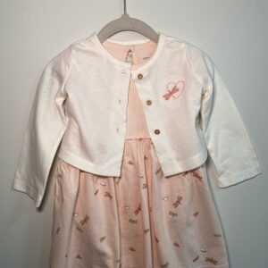 Vestido Rosa com Cardigan Estampa de Vespa