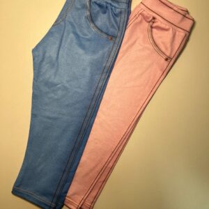 Calça Legging Estilo Jeans (Rosa e Azul - M)