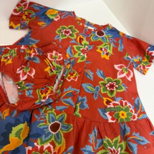 Conjunto Infantil Floral com Vestido e Calcinha Combinando