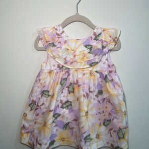 Vestido Floral Lilás com Babados e Laço💕