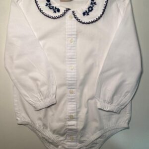 Body Branco com Gola Bordada Azul 💙