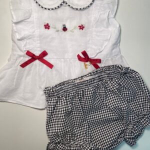 Conjunto Blusa Bordada + Short Estampado ❤️🖤