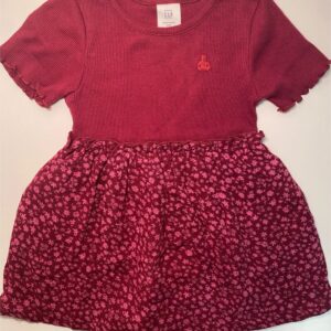 Vestido Rosa Floral com Malha Canelada