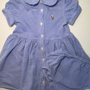 Vestido Azul Clássico com Gola Delicada