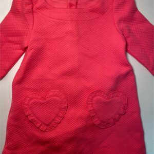 Vestido Infantil Pink com Bolsos de Coração – Texturizado