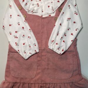 Vestido Infantil Veludo Cotelê com Body Floral 🌺
