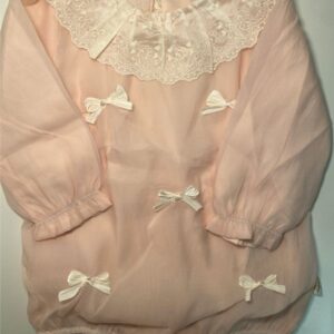 Body Rosa Delicado com Laços e Gola em Renda