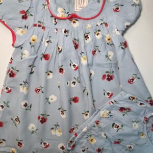 Vestido Infantil Floral Azul com Gola e Short