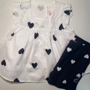 Conjunto Vestido Branco com Corações