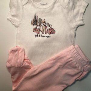 Conjunto de Body Estampado com Calça Listrada