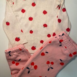 Conjunto de Calça de Moletom com Blusa de Manga Longa Cereja
