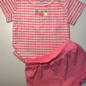 Conjunto Xadrez Rosa com Short Canelado