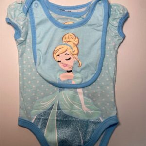 Body Bebê Princesa com Babador Azul