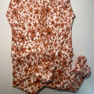 Pijama Floral Terracota com Babados