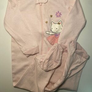 Pijama Listrado com Estampa de Gatinha
