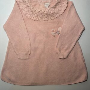 Vestido Infantil Rosé com Gola Trabalhada