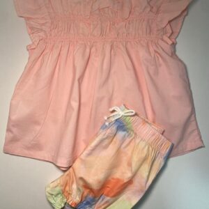 Conjunto Bebê Blusinha Rosé + Shorts Tie Dye