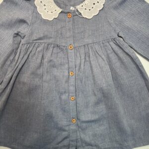 Vestido Infantil com Gola Bordada