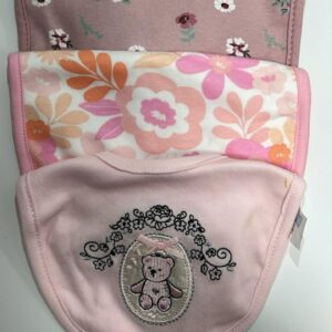 Kit com 3 Babadores Florais Rosa