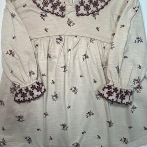 Vestido Infantil Floral com Gola Bordada