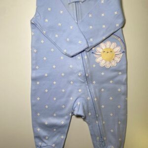 Pijama Azul com Detalhe de Flor Branca