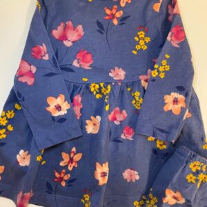 Vestido Azul com Detalhes em Flores