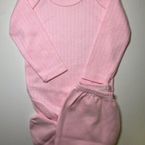 Conjunto Infantil Body Rosa + Calça com Pé